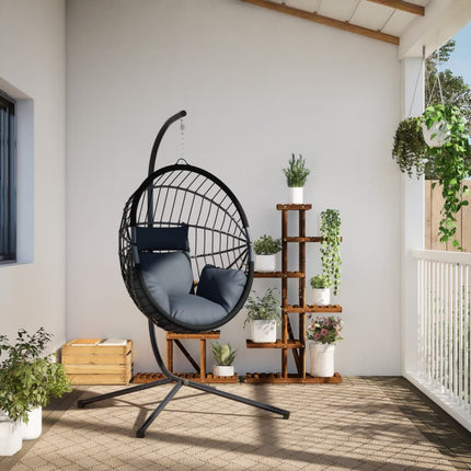 Hangstoel Met Standaard Rattan En Staal Kleurig