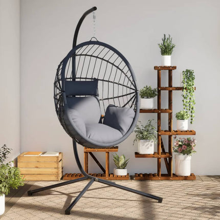 Hangstoel Met Standaard Rattan En Staal Kleurig