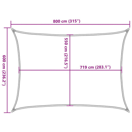 Zonnezeil 160 G/M² Rechthoekig Hdpe Lichtgrijs