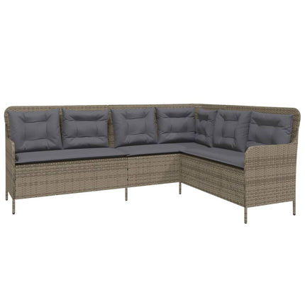 Tuinbank Met Kussens L-Vormig Poly Rattan