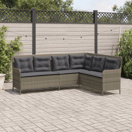 Tuinbank Met Kussens L-Vormig Poly Rattan