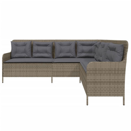 Tuinbank Met Kussens L-Vormig Poly Rattan