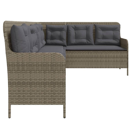Tuinbank Met Kussens L-Vormig Poly Rattan