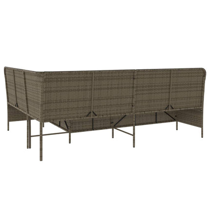 Tuinbank Met Kussens L-Vormig Poly Rattan