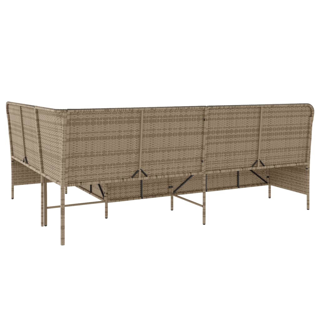 Tuinbank Met Kussens L-Vormig Poly Rattan