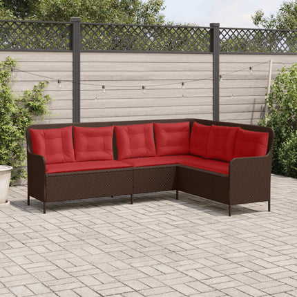 Tuinbank Met Kussens L-Vormig Poly Rattan