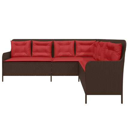 Tuinbank Met Kussens L-Vormig Poly Rattan