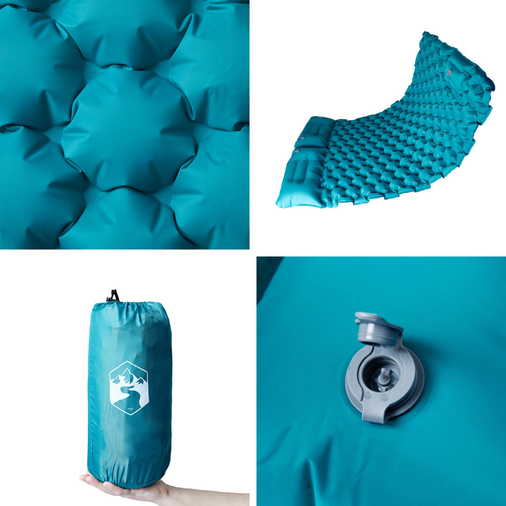 Kampeermatras met kussens zelfopblazend 2-persoons blauw