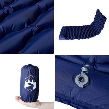 Kampeermatras met kussen zelfopblazend 1-persoons marineblauw