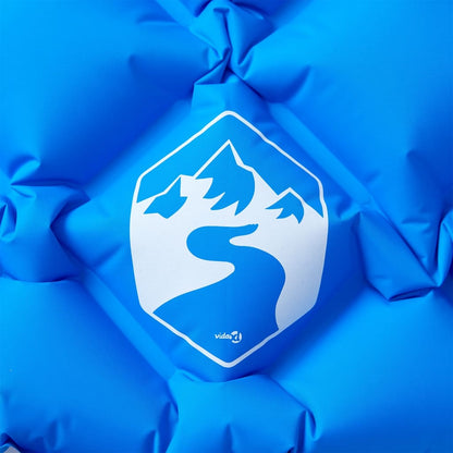 Kampeermatras met kussen opblaasbaar 1-persoons blauw