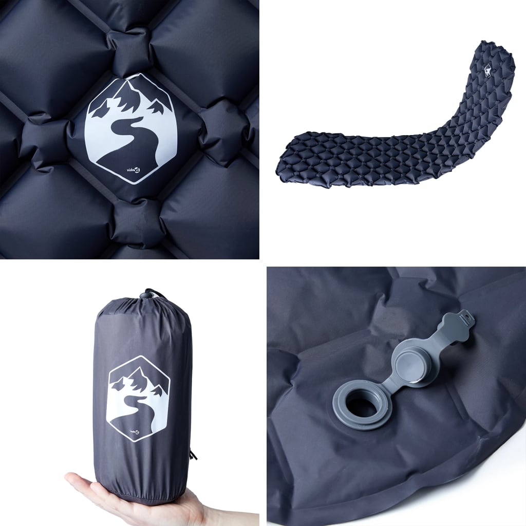 Kampeermatras opblaasbaar 190x58x6 cm 1- persoons grijs