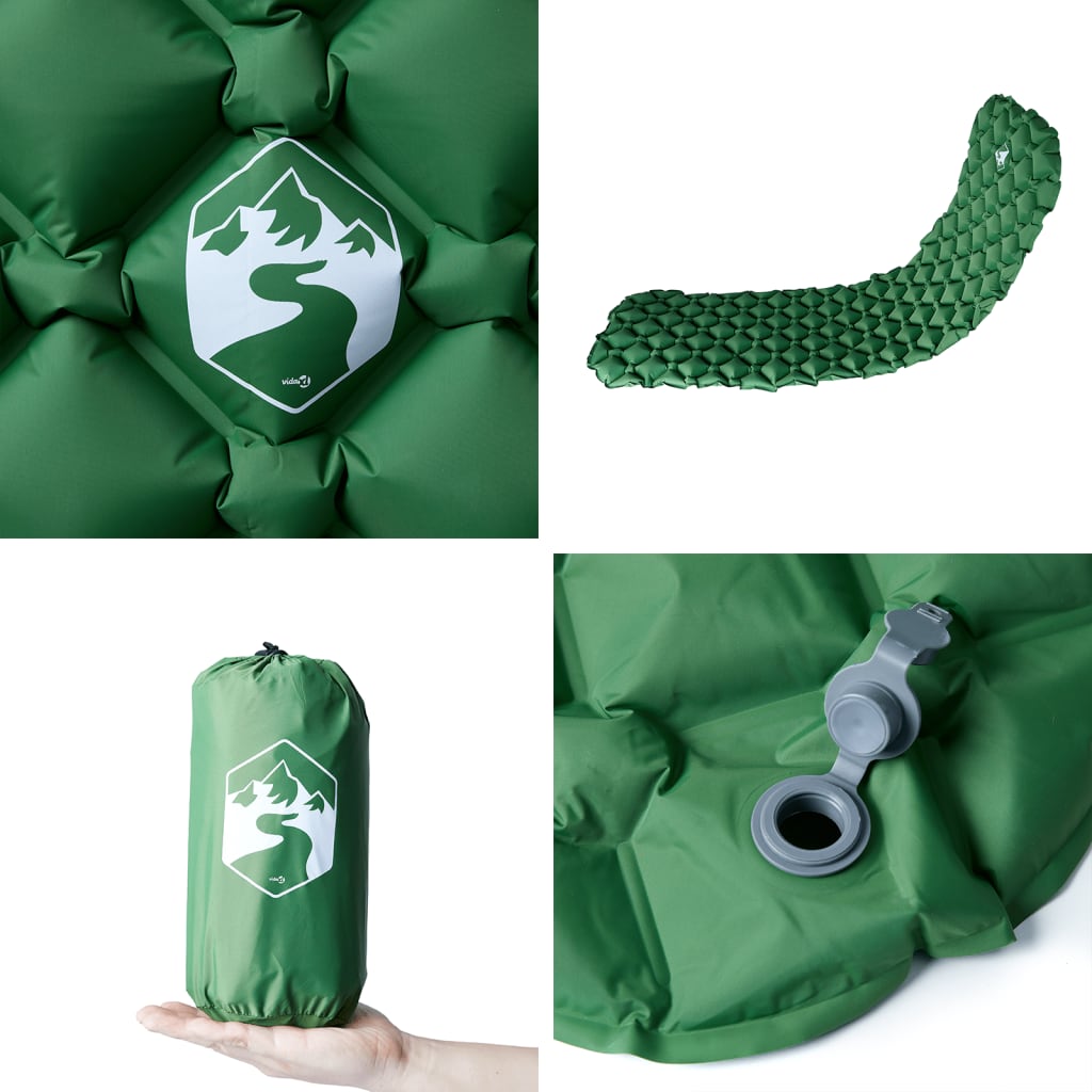 Kampeermatras opblaasbaar 190x58x6 cm 1- persoons groen