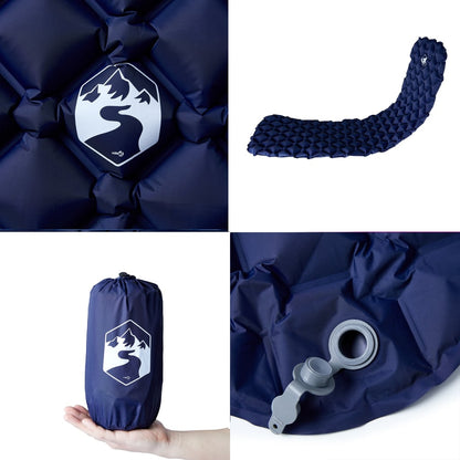 Kampeermatras opblaasbaar 190x58x6 cm 1-persoons marineblauw