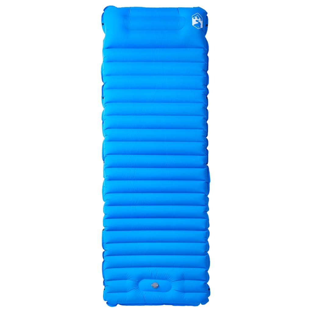 Kampeermatras met kussen zelfopblazend 1-persoons blauw