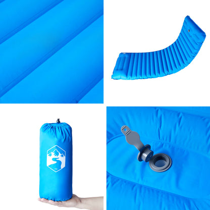 Kampeermatras met kussen zelfopblazend 1-persoons blauw