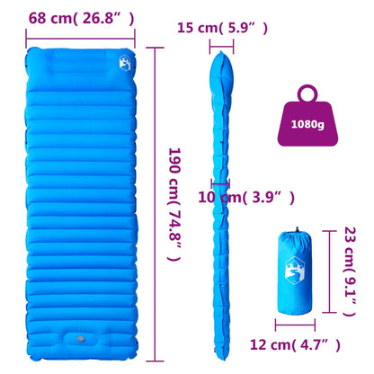 Kampeermatras met kussen zelfopblazend 1-persoons blauw