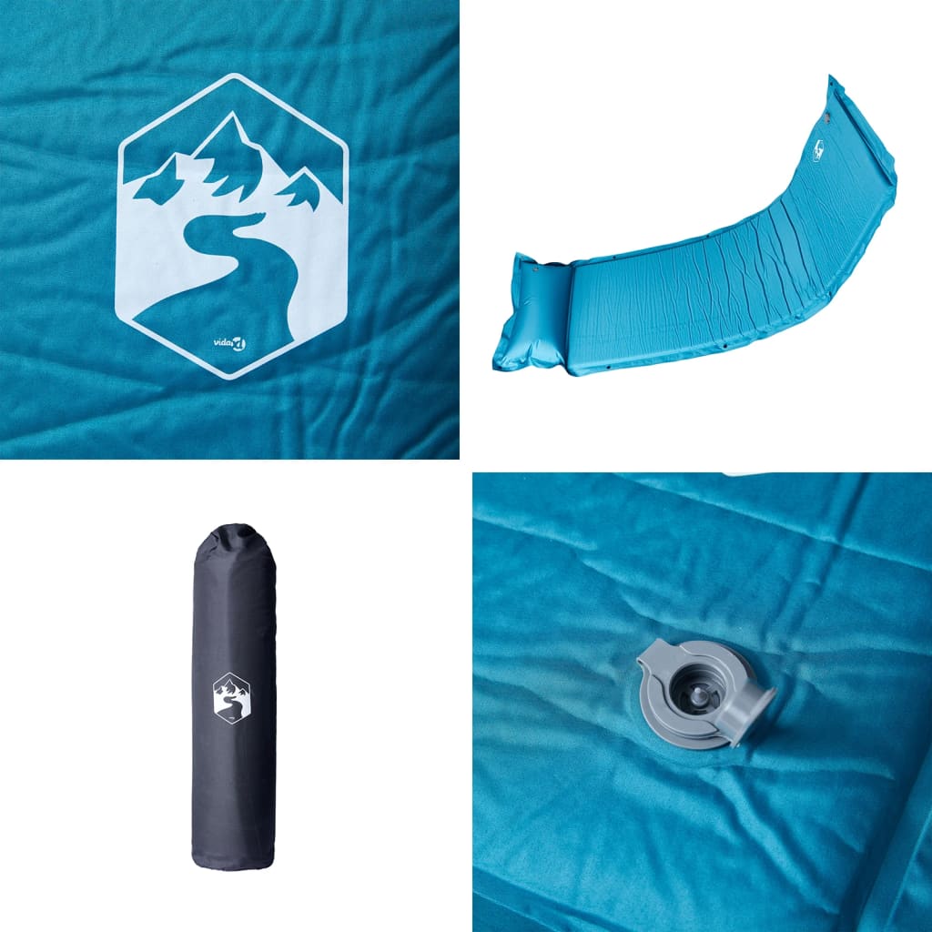 Kampeermatras met kussen zelfopblazend 1-persoons turquoise