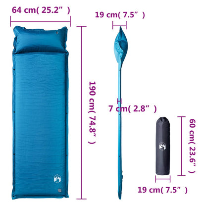Kampeermatras met kussen zelfopblazend 1-persoons turquoise
