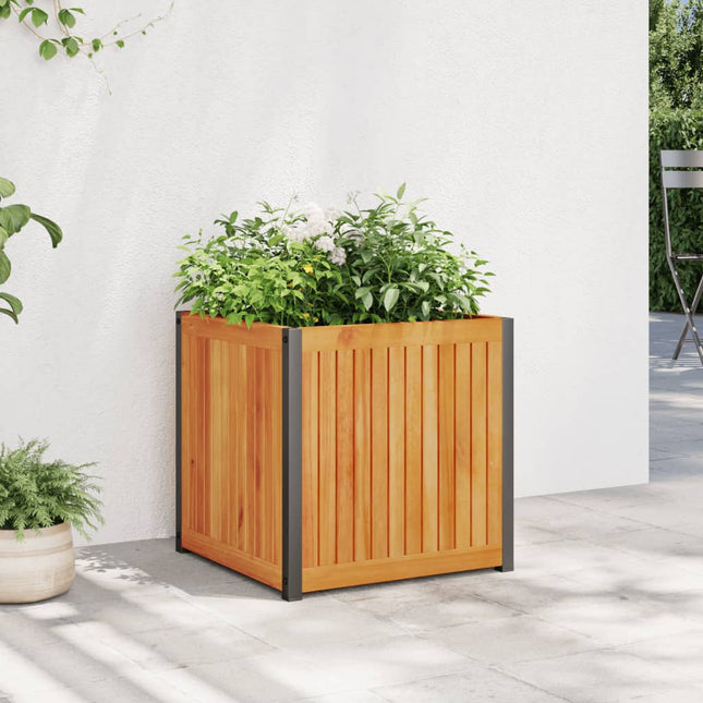 Plantenbak 80X30X27,5 Cm Massief Acaciahout En Staal