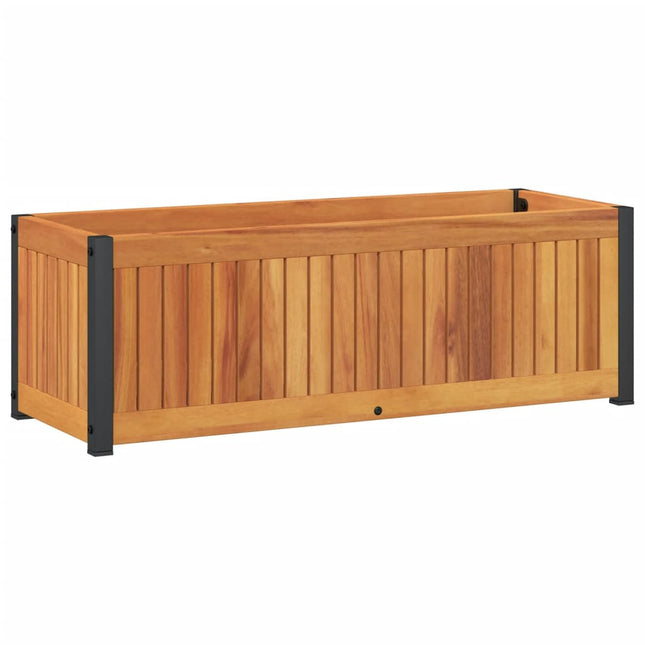 Plantenbak 80X30X27,5 Cm Massief Acaciahout En Staal