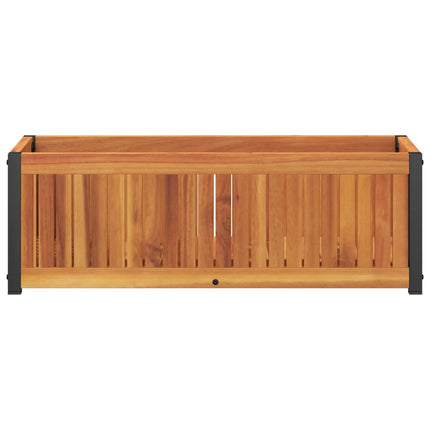 Plantenbak 80X30X27,5 Cm Massief Acaciahout En Staal
