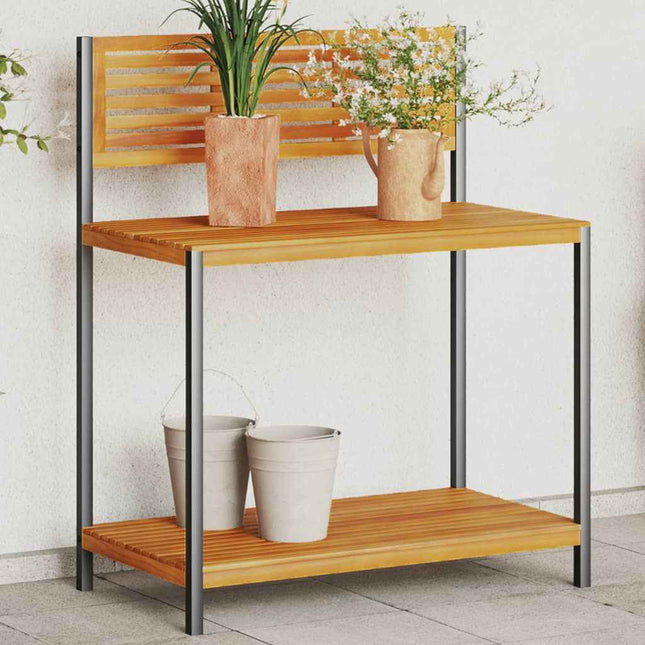Tuinwerktafel 90X50X110 Cm Massief Acaciahout En Staal
