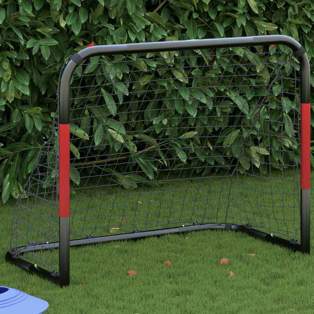Voetbaldoel Met Net 90X48X71 Cm Staal Rood En Zwart