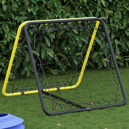 Voetbalrebounder Dubbelzijdig Verstelbaar Staal Geel En Zwart Zwart