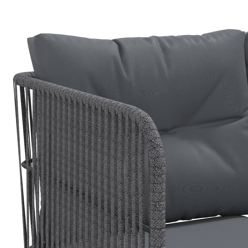 Tuinbank Met Kussens L-Vormig Staal En Textileen Zwart