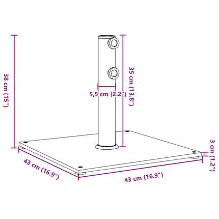 Parasolvoet Voor Stokken Van Ø32/38/48 Mm 17 Kg Vierkant