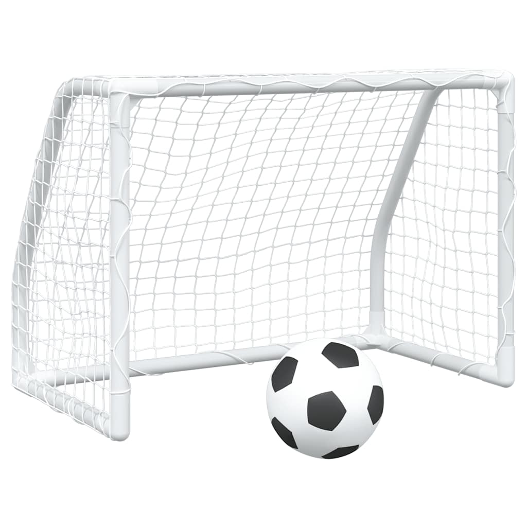 Metalen kindervoetbaldoelen 2 st incl. bal 64x35x48 wit