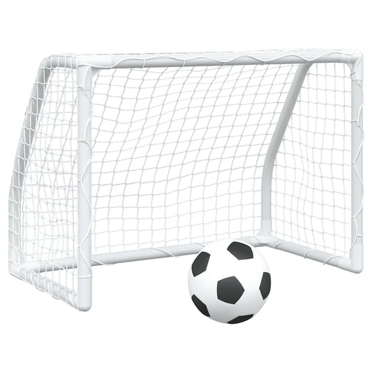 Metalen kindervoetbaldoelen 2 st incl. bal 64x35x48 wit