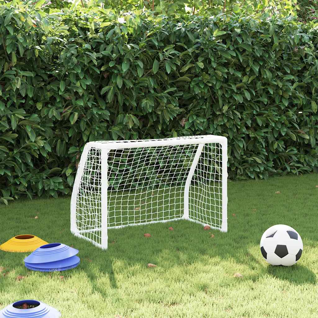 Metalen kindervoetbaldoelen 2 st incl. bal 64x35x48 wit