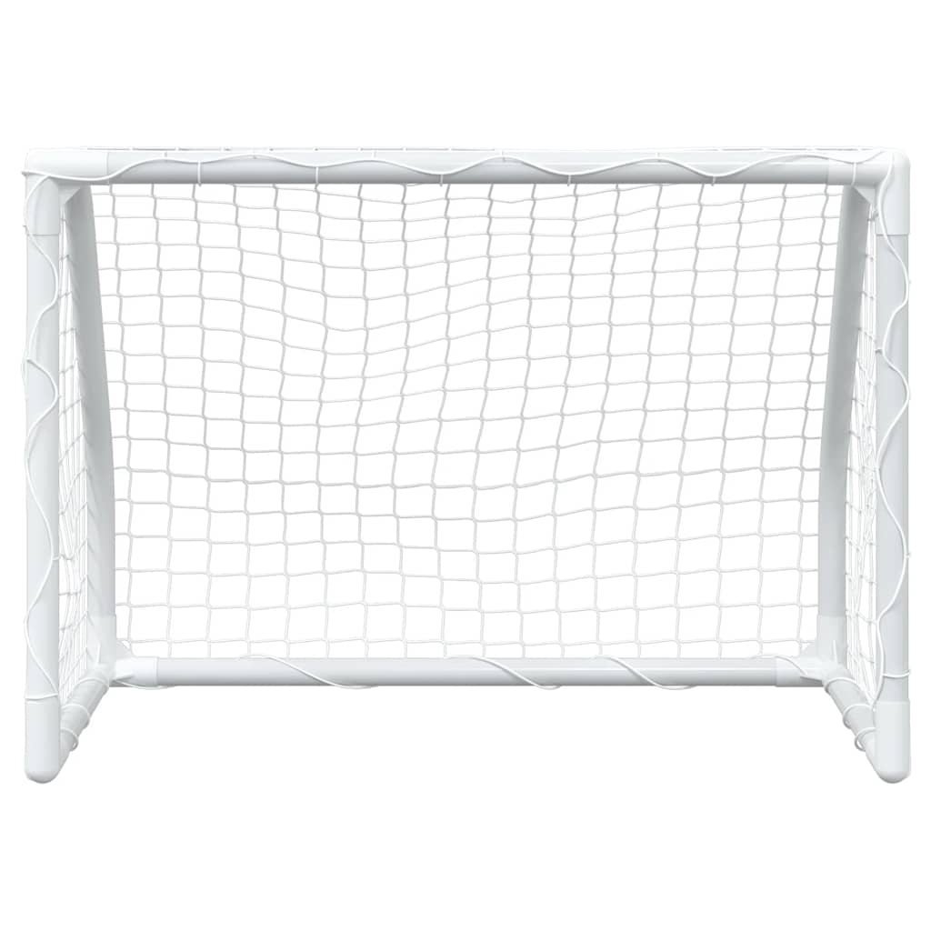 Metalen kindervoetbaldoelen 2 st incl. bal 64x35x48 wit