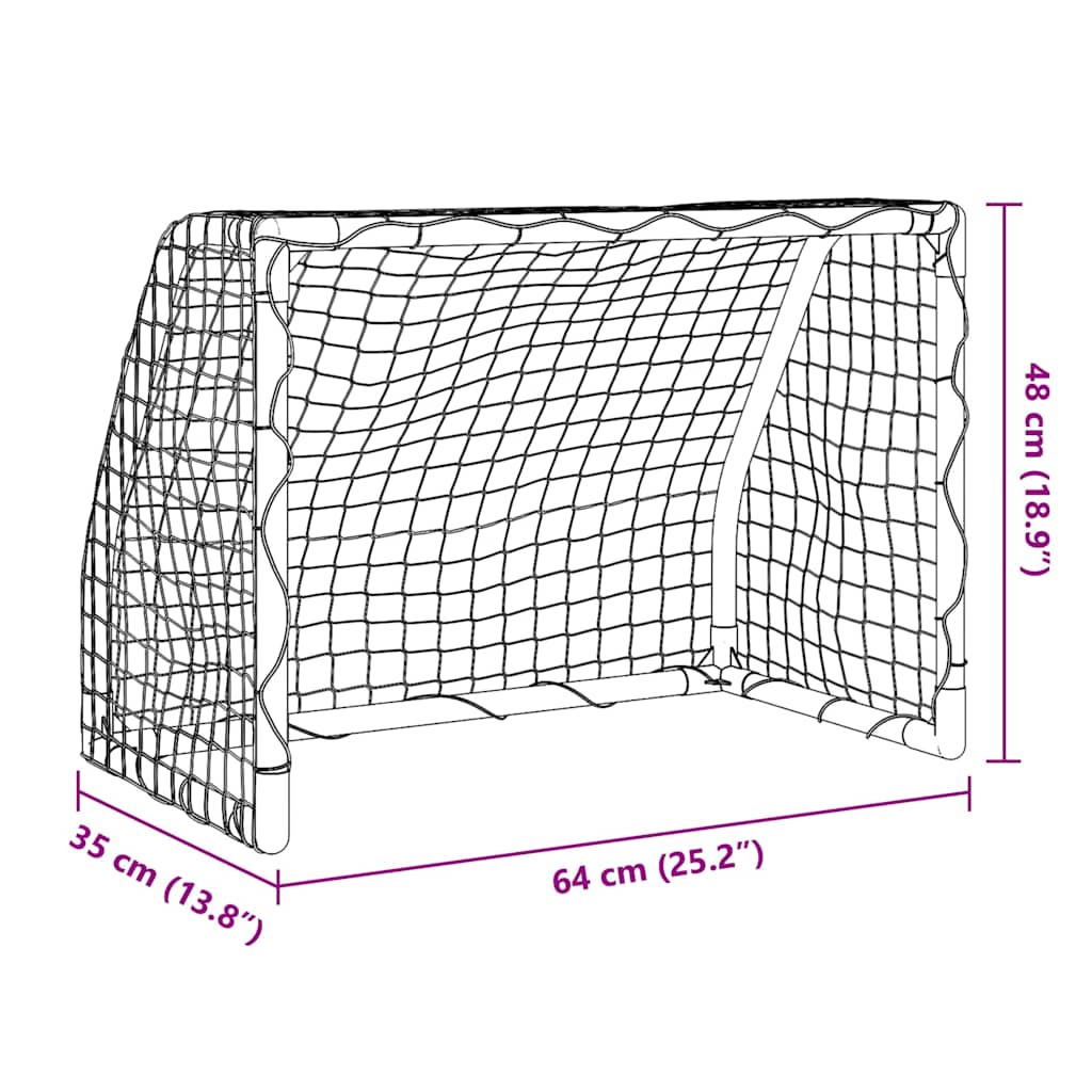 Metalen kindervoetbaldoelen 2 st incl. bal 64x35x48 wit