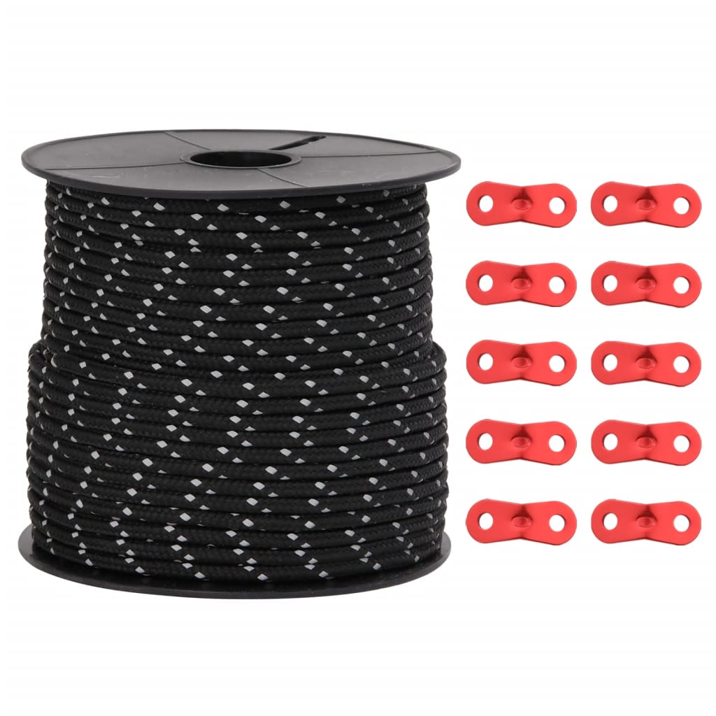 Tentscheerlijn met reflecterende strips en spanners 50 m 4 mm