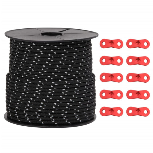 Tentscheerlijn met reflecterende strips en spanners 50 m 4 mm