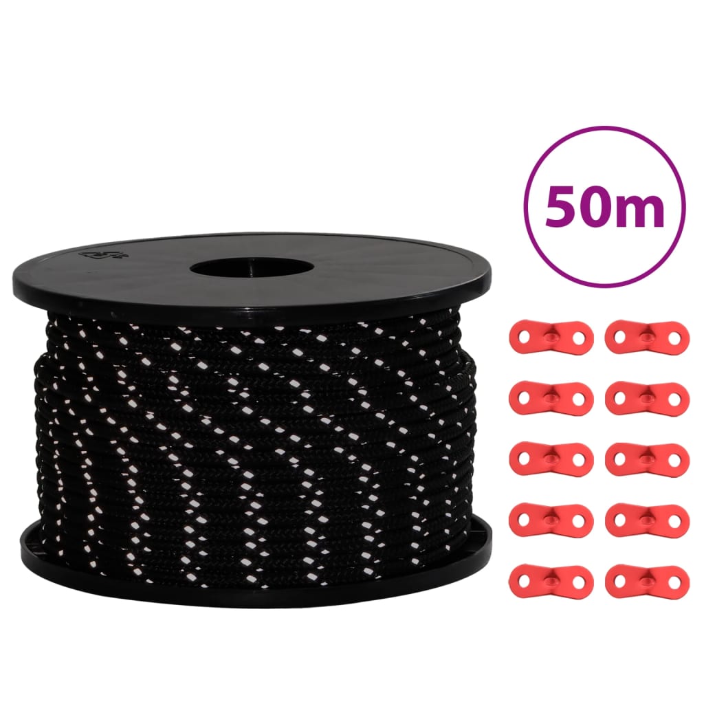 Tentscheerlijn met reflecterende strips en spanners 50 m 5 mm