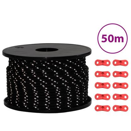 Tentscheerlijn met reflecterende strips en spanners 50 m 5 mm