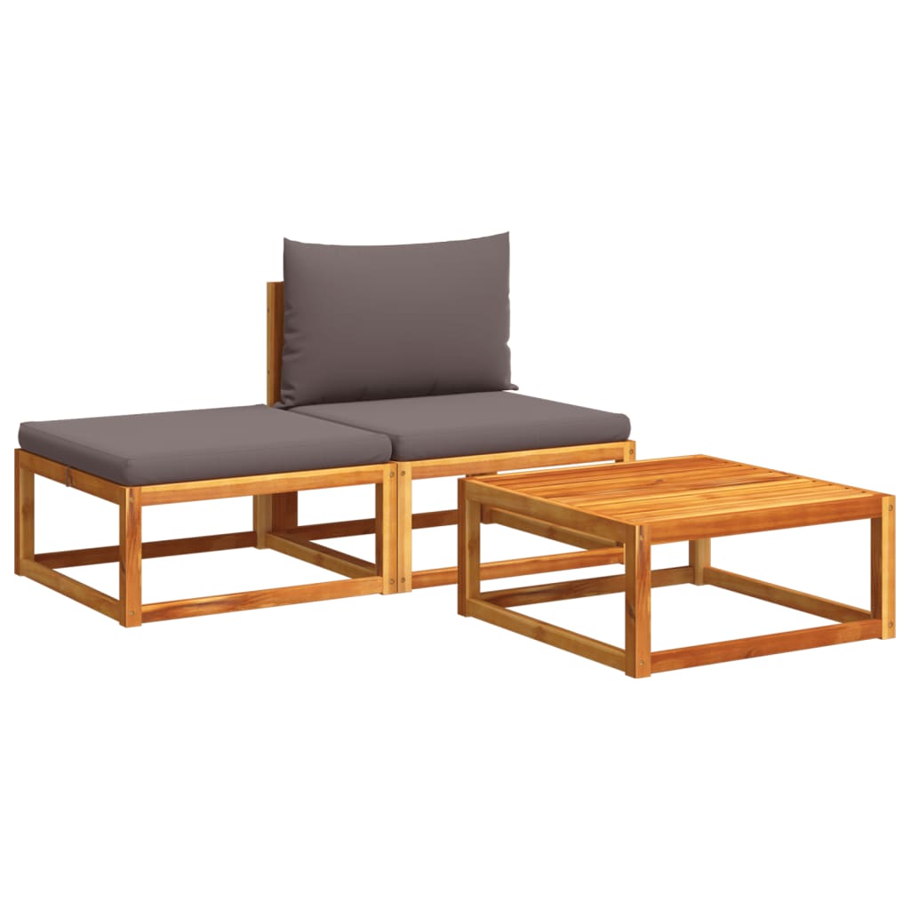 3-Delige Tuinbankset Met Kussens Acaciahout & Rotan
