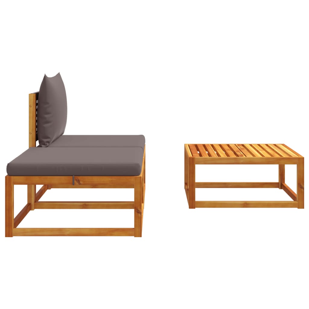 3-Delige Tuinbankset Met Kussens Acaciahout & Rotan