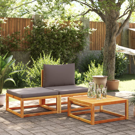 3-Delige Tuinbankset Met Kussens Acaciahout & Rotan
