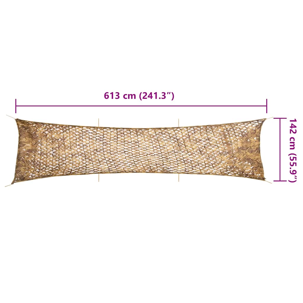 Camouflagenet met opbergzak 613x138 cm zandkleurig