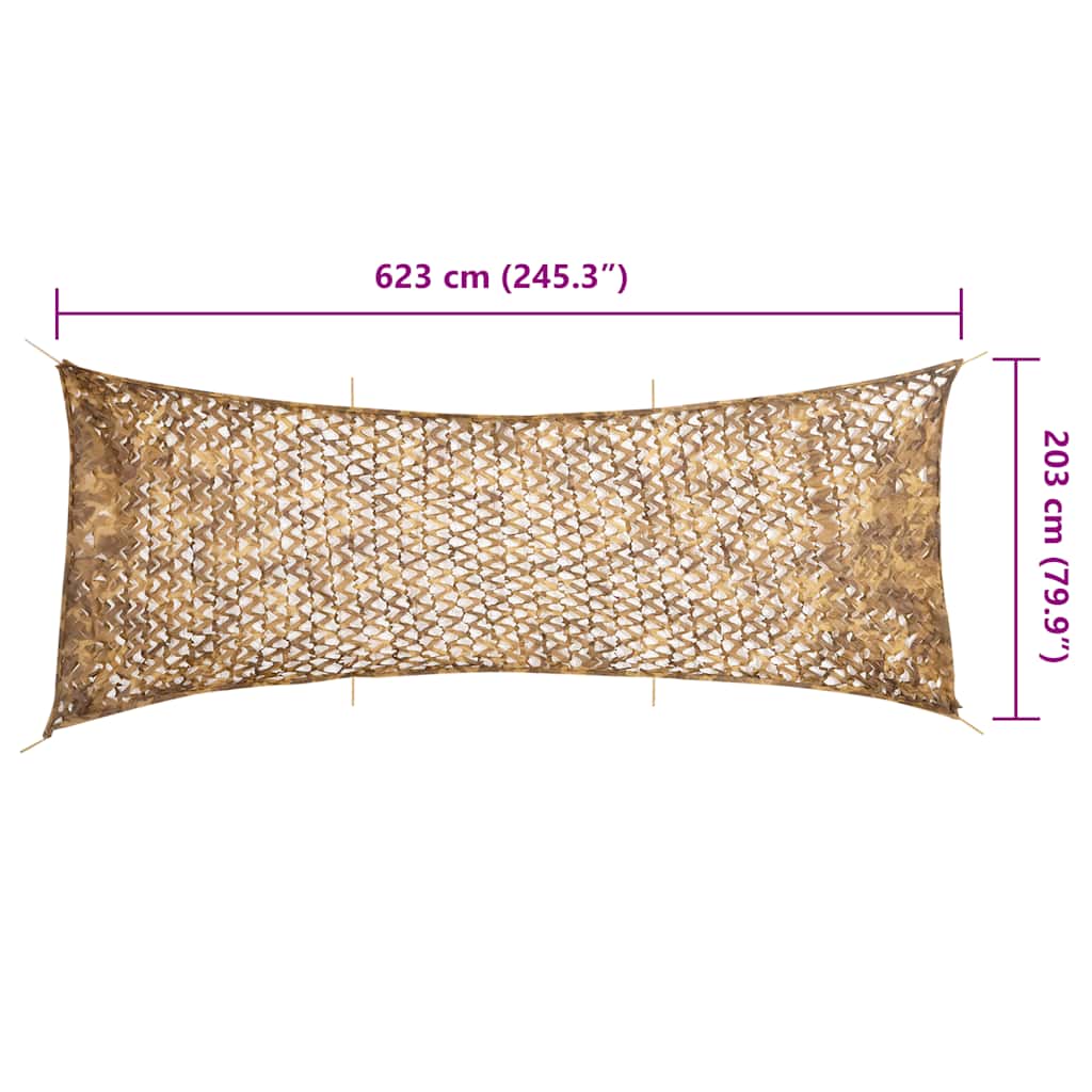 Camouflagenet met opbergzak 623x203 cm zandkleurig