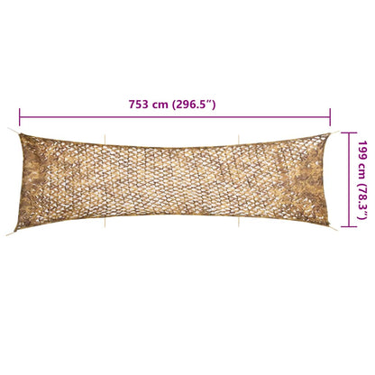 Camouflagenet met opbergzak 753x199 cm zandkleurig