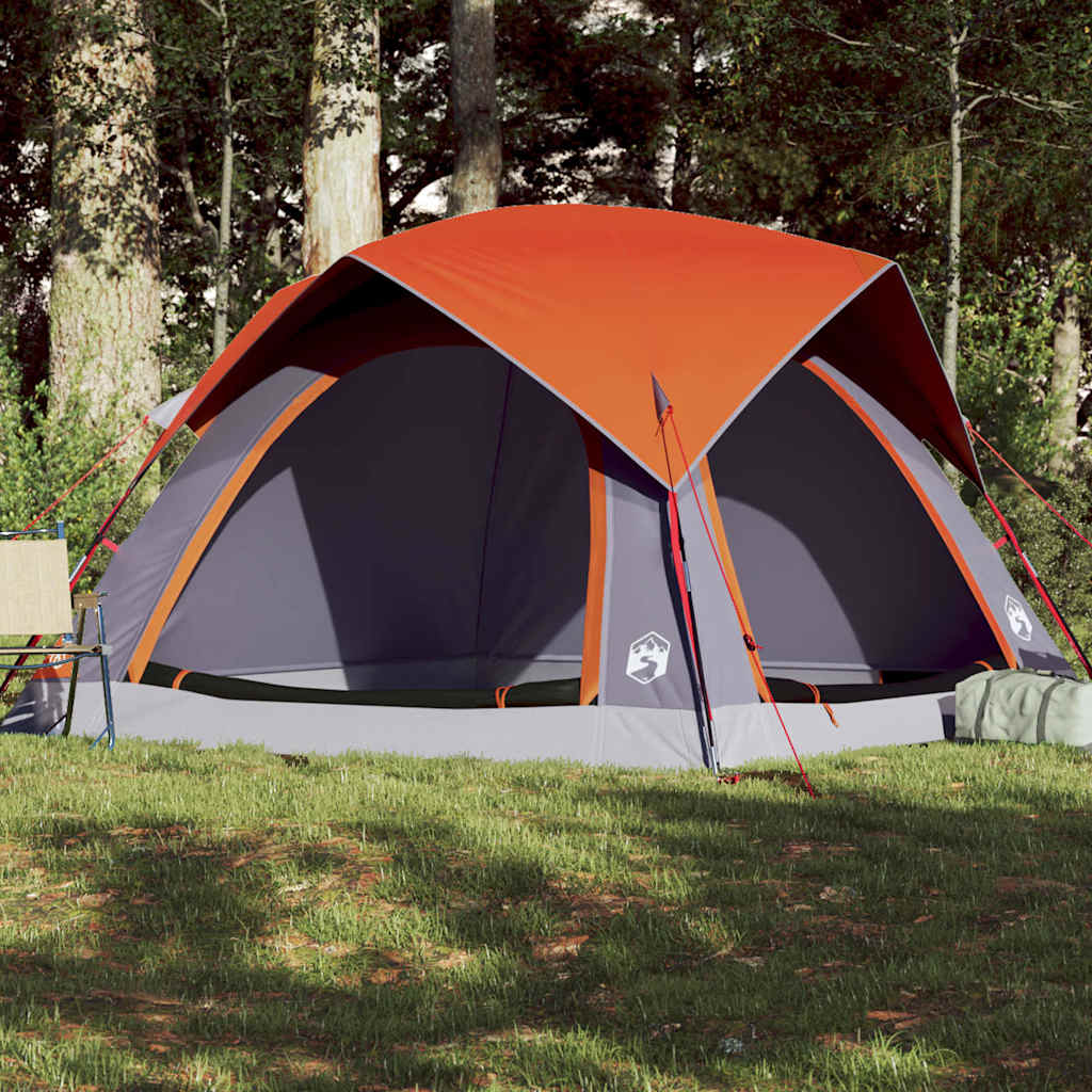 Tent 4-Persoons Waterdicht Grijs En Oranje