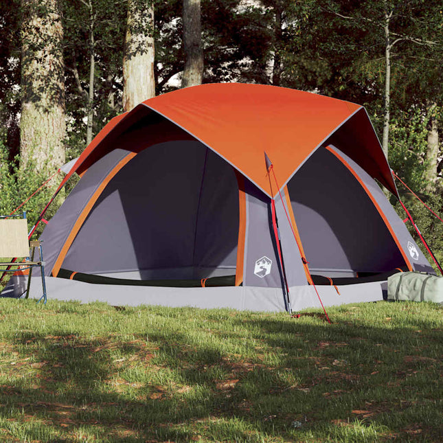 Tent 4-Persoons Waterdicht Grijs En Oranje