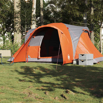 Koepeltent 6-Persoons Waterdicht Grijs En Oranje