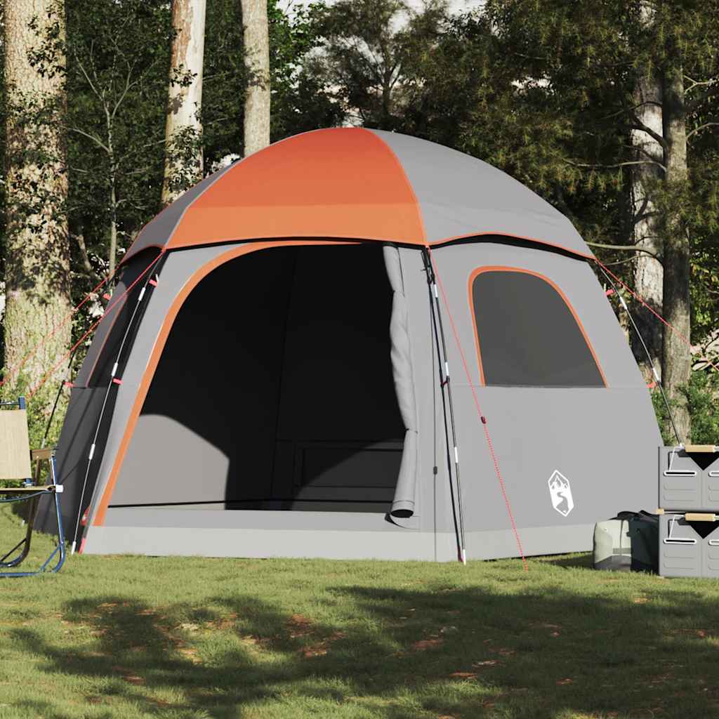 Familietent Iglo 6-Persoons Waterdicht Grijs En Oranje