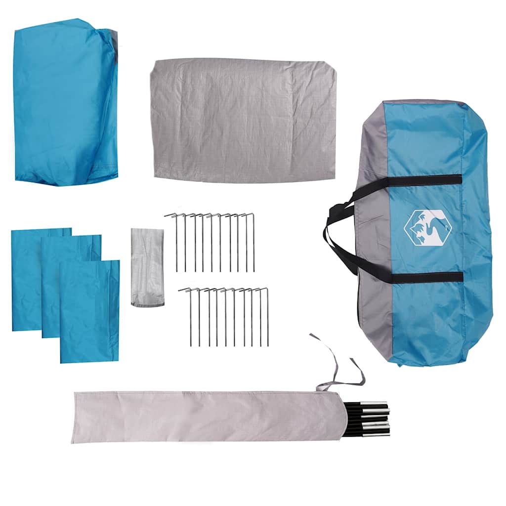 Kampeertent Met Verandakoepel 5-Persoons Waterdicht Blauw